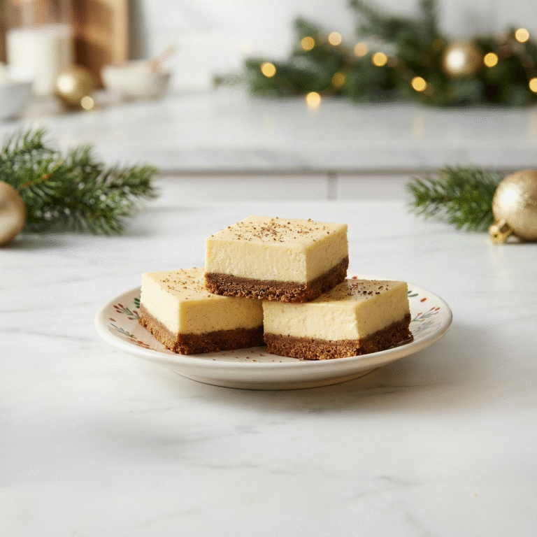 No-Fail Eggnog Cheesecake Bars with Gingersnap Crust
